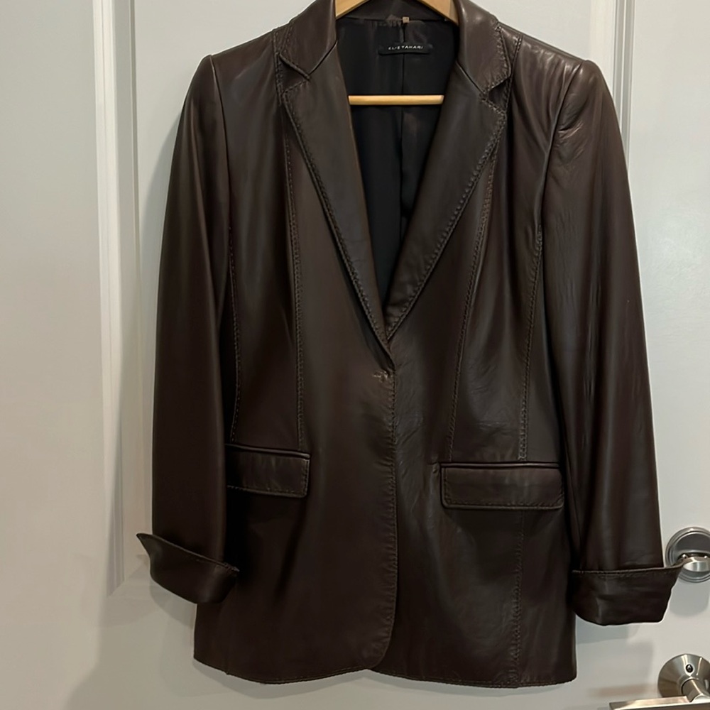 Women's Brown Leather Blazer